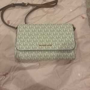 Michael Kors Cream and Brown Crossbody Bag